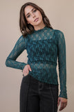 Sheer Mesh Lace Knit Top