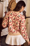 Cherry Ribbon Patterned Sweater