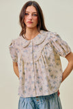 Floral Lace Trimmed Blouse