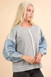 Acid Washed Denim Sleeve Top