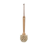 Beech Wood Dish Brush w Leather Strap, Natural