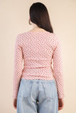 Fitted Floral Casual Knit Top