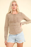 Washed Waffle Knit Top