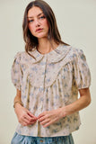 Floral Lace Trimmed Blouse