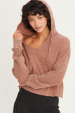 Cropped Waffle Knit Hoodie