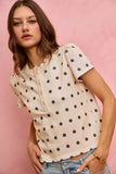 Polk-a-Dot Knit Lace Trim Top
