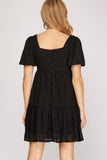 Puff Sleeve Textured Dress