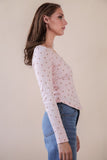 Fitted Floral Casual Knit Top
