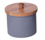 Colored Metal Canister  WWood Lids