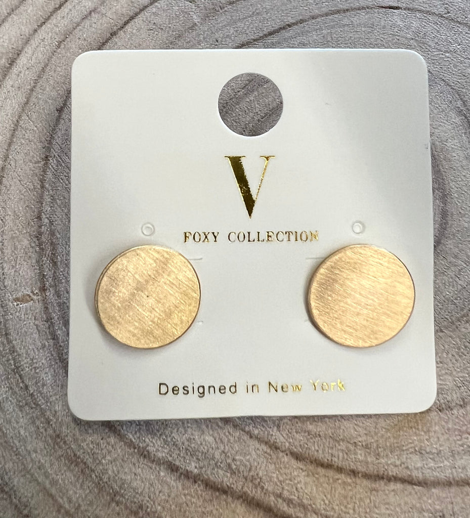 Brushed Gold Post Earrings