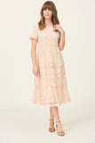 Eyelet Embroidered Lace Dress in Beige