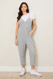 Striped Crinkle Knit Jersey V-Neck Strappy Jumpsuit