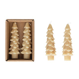 Unscented Tree Shaped Taper Candles In Box, Eggnog