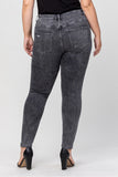 Curvy High Rise Distressed Cropped Skinny Jeans in Black
