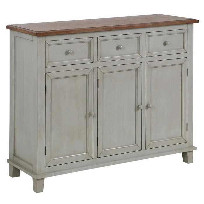 Three Drawer, Three Door Wooden Cabinet - Gray Oak