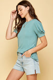 Solid Top with Puffy Sleeves