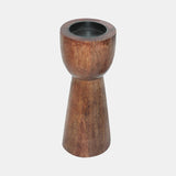 Wood Pillar Candle Holder, Brown - 10