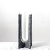 Black Wood & Glass Vase - 7.5"