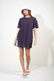 Solid Knit Comfy Mini Dress in Denim