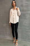Button Down Solid Loose Fit Blouse in Apricot