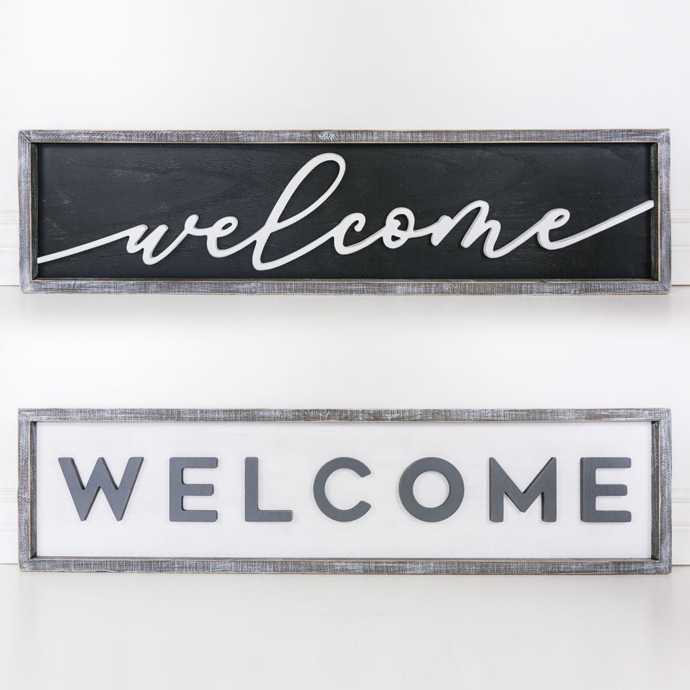 Wood Framed Double-sided Sign (WELCOME)