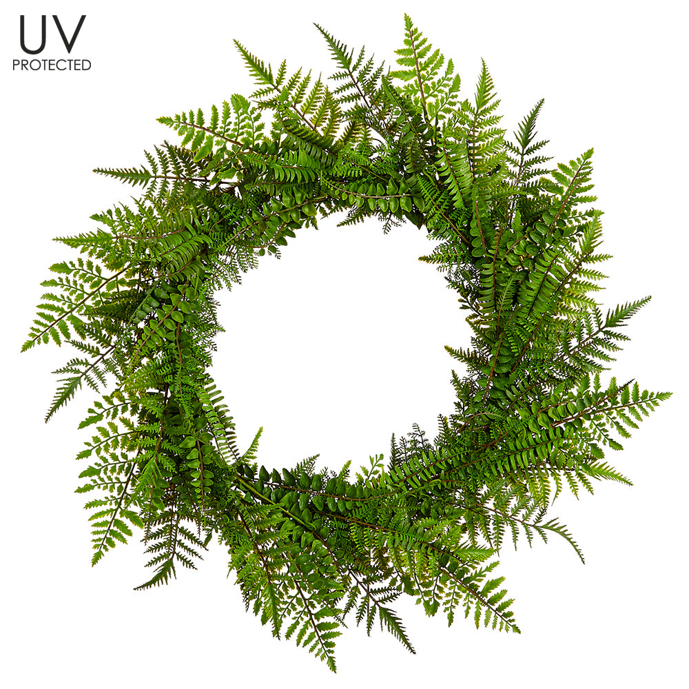 Mixed Fern Wreath, Green - 30"
