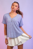 Button Down Roll-Up Sleeve Knit Top