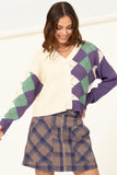 Cozy Promise Argyle Cardigan Sweater