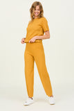 Ribbed Knit Wide Leg Sweater Pants in Camel