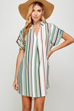 Multicolor Striped V-Neck Dress