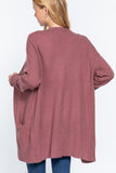 Long Open Front Cardigan in Pink