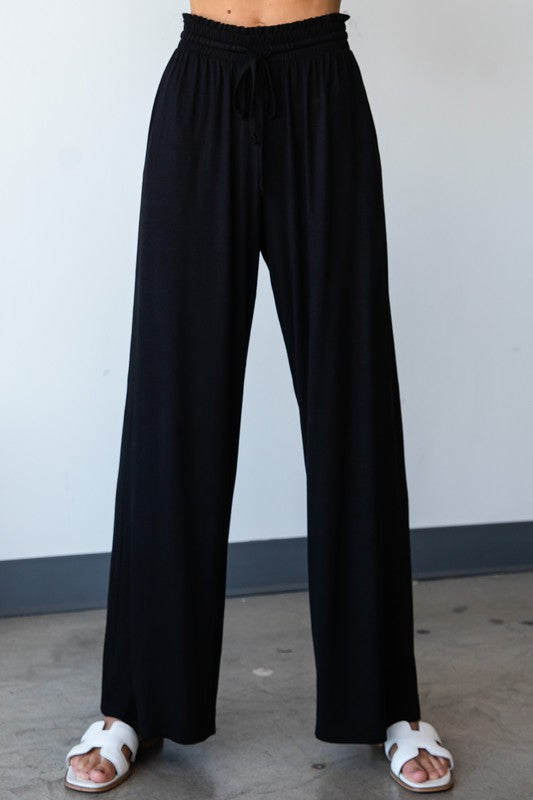 Curvy Size High Waisted Lounge Pants in Black