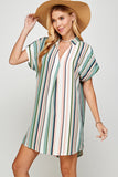 Multicolor Striped V-Neck Dress