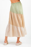 High Waist Color Block Maxi Skirt