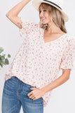 All-Over Floral Top with Flutter Sleeves