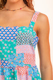 Sleeveless Patchwork Print Mini Dress