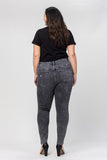 Curvy High Rise Distressed Cropped Skinny Jeans in Black