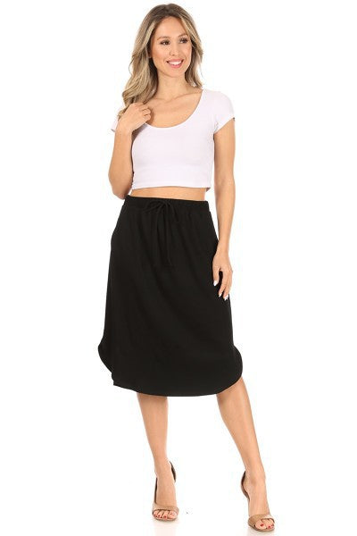 Curvy Solid Midi Skirt