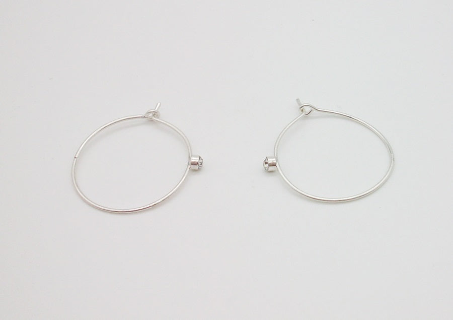 Glass Stone Hoop Earrings