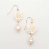 Rose with Pearl Drop Earrings