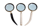 BLACK METAL MAGNIFYING GLASS WITH BONE HANDLES