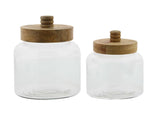 Clear Glass Canisters with Wood LIds